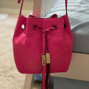 Kate Spade Hot Pink Leather Crossbody Bucket Bag